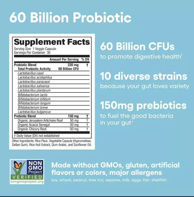 VERIDALE™️ - DIGESTIVE ENZYMES 60CT + 60B PROBIOTIC 30CT