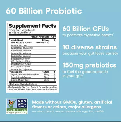 VERIDALE™️ - DIGESTIVE ENZYMES 60CT + 60B PROBIOTIC 30CT